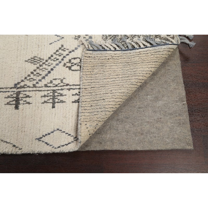 Geometric Oriental Moroccan Area Rug Hand-knotted Wool Carpet - 9'1" x 12'2"