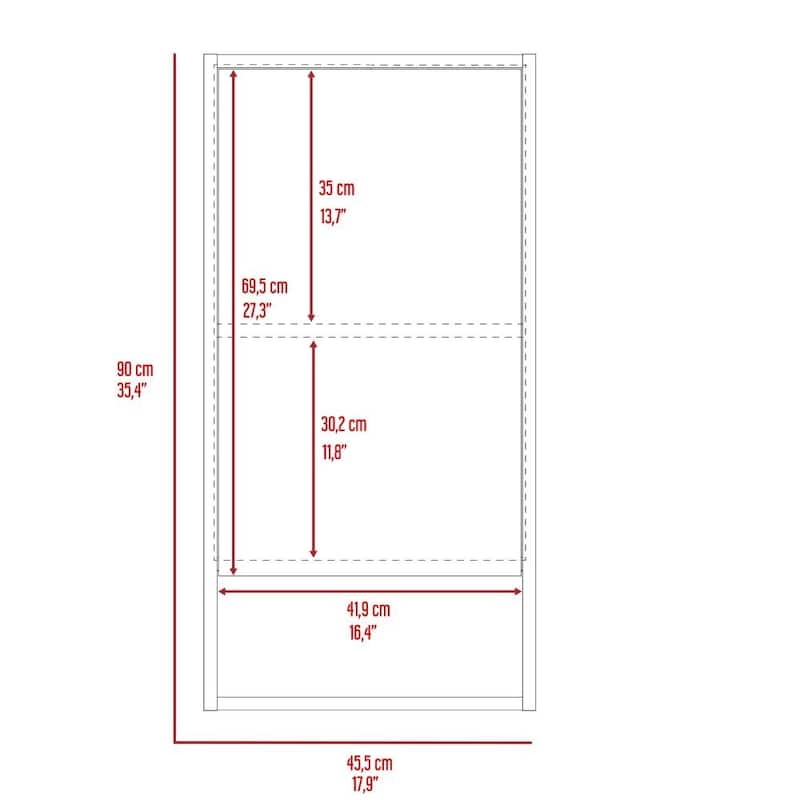 35" Tall Medicine Cabinet with One External Shelf, Two Interior Shelves, Single Door Design, Large Mirror