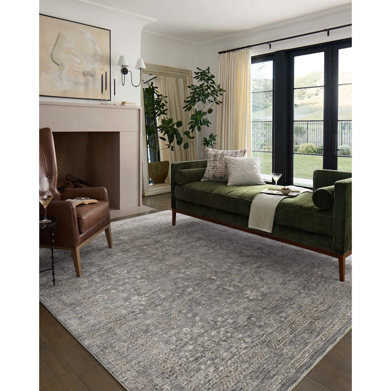 Alexander Home Tamara Distressed Persian Area Rug - 9' 6" x 13' - Stone / Natural - Runner/Rectangle