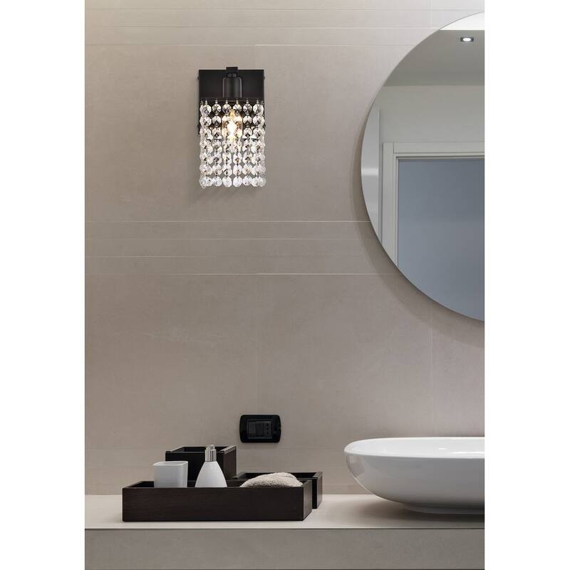 Phoenix 1 Light Bath Sconce with Clear Crystals