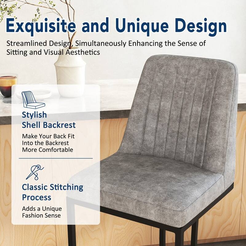 24.8 Inches Modern Cushion Counter Height Bar Stools with Metal Frame Set of 2