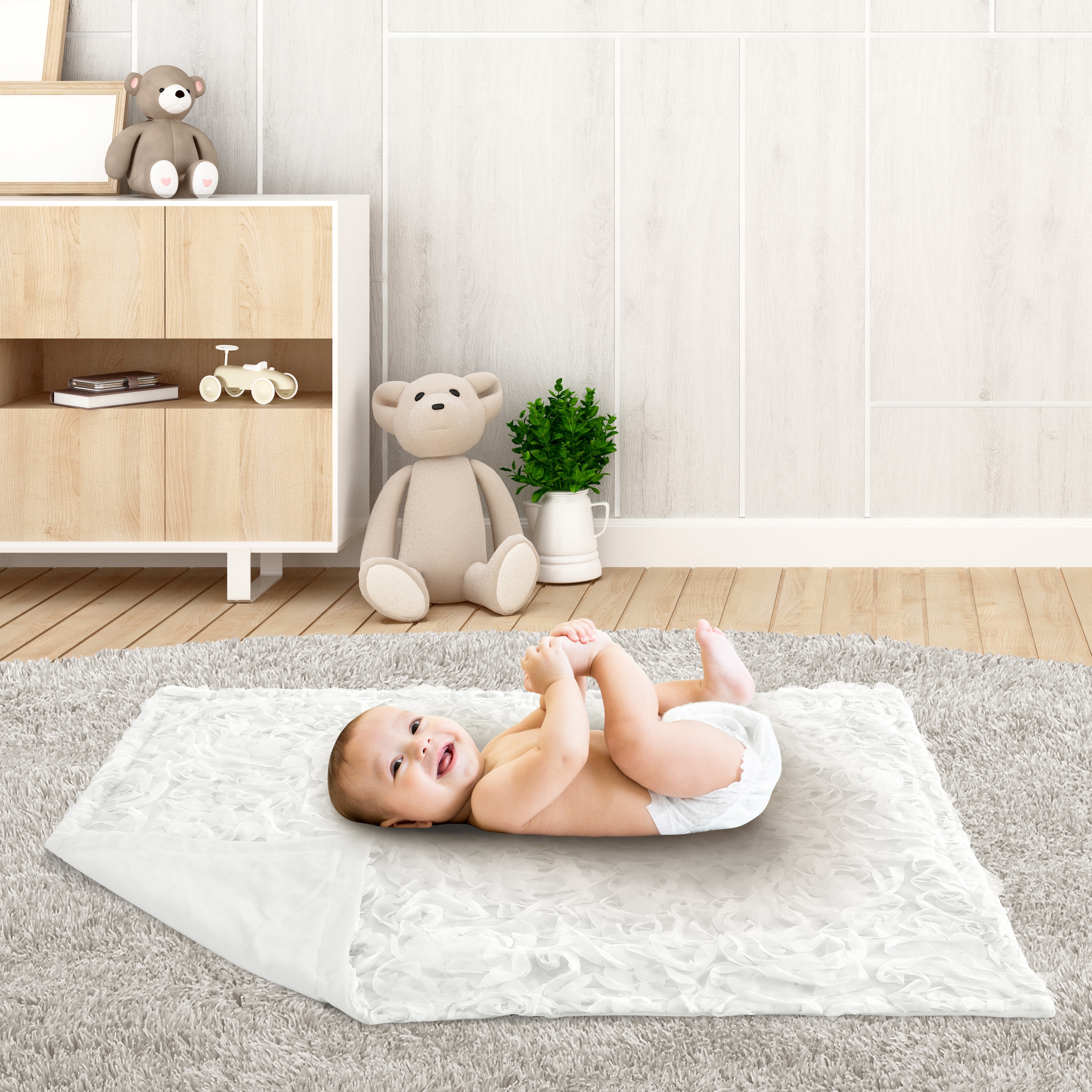 Sweet Jojo Designs White Floral Rose Security Baby Blanket By Sweet Jojo Designs One Size Fits All
