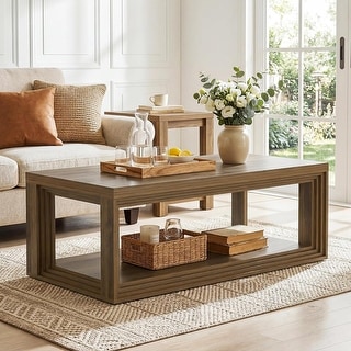 Rectangular Coffee Table With Open Storage Shelf - Bed Bath & Beyond ...