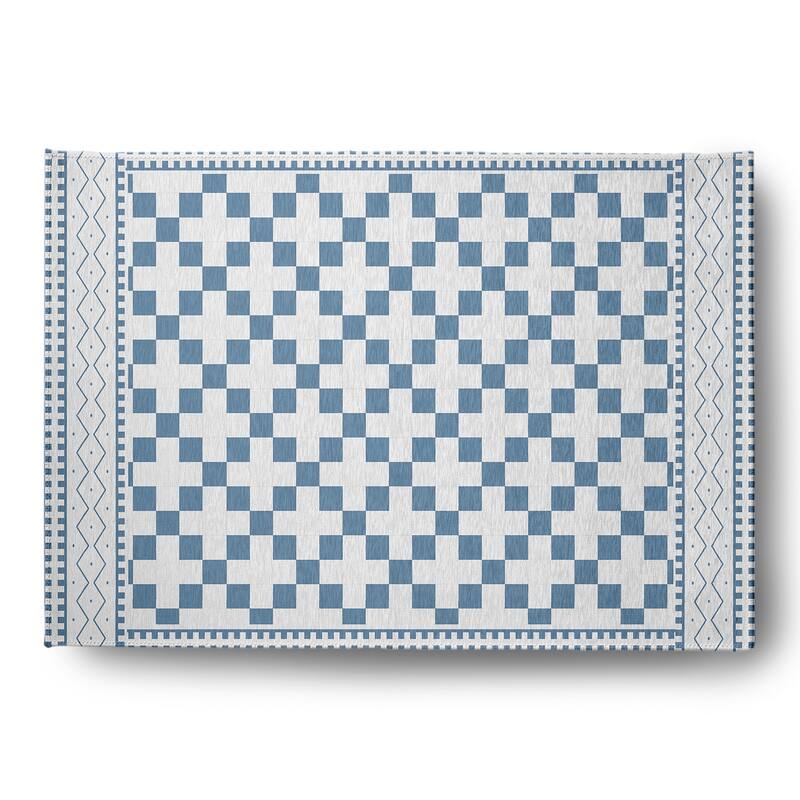 Cross and Squares Rug - Chambray - 4' x 6'