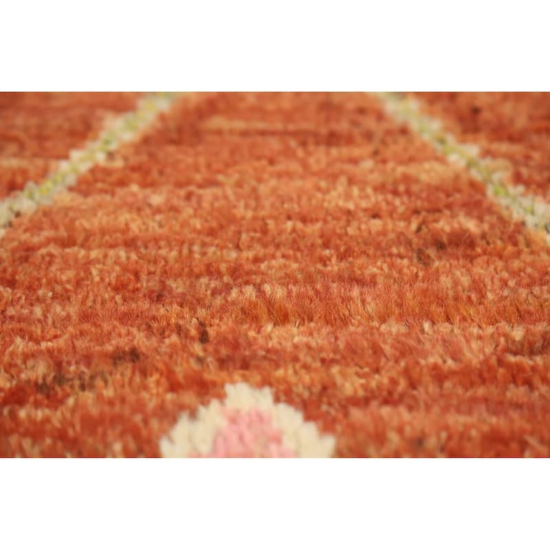 Moroccan Oriental Area Rug Handmade Geometric Wool Carpet - 6'9" x 9'9"