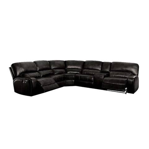 ACME Saul Black Faux Leather Power Motion Sectional Sofa w/ USB Docks