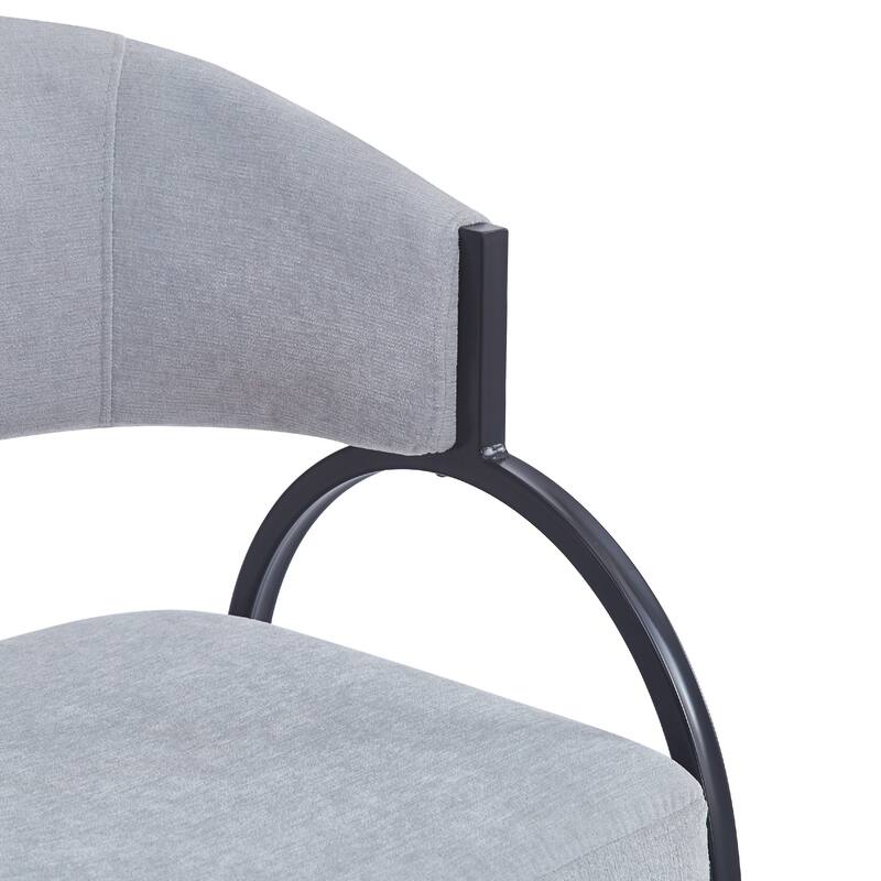 Upholstered Dining Chairs with Curved Backrest, Arm Chair Kitchen Dining Chairs with sturdy Metal Legs, Set of 2