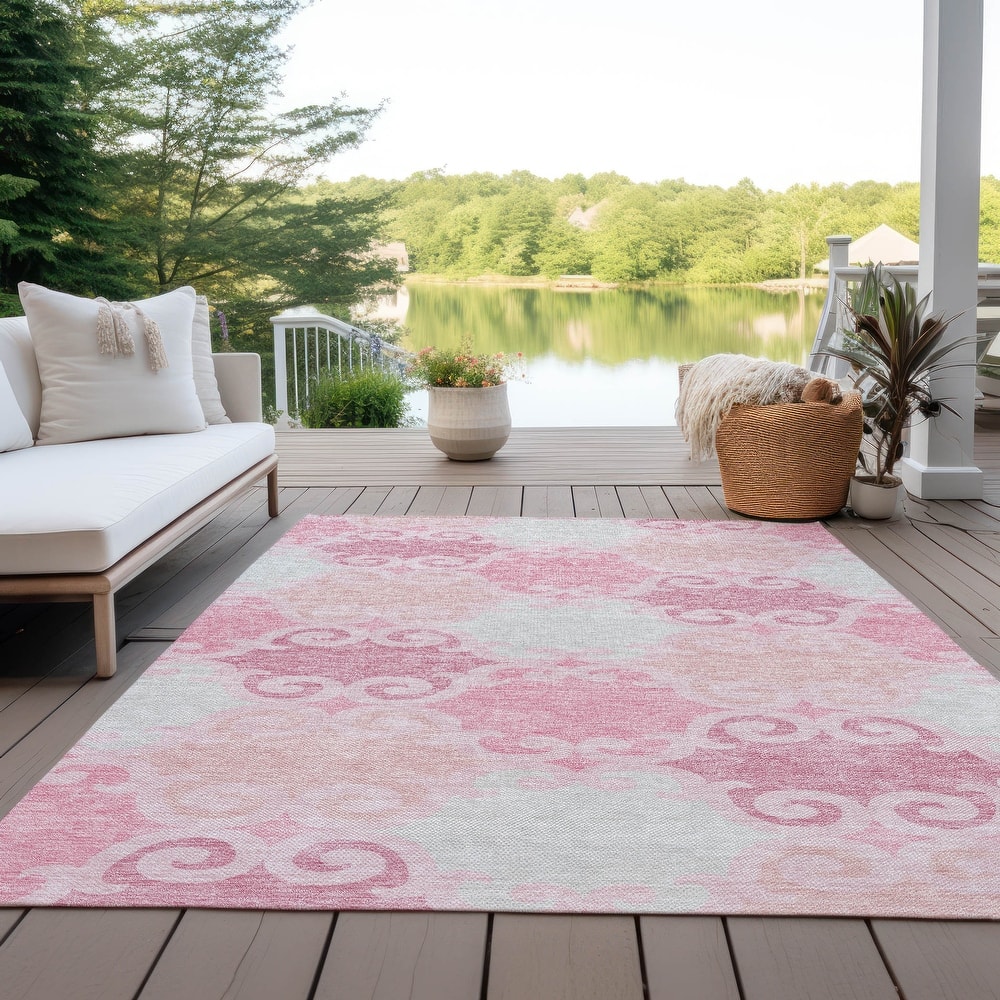 Machine Washable Indoor/ Outdoor Chantille Scroll Rug