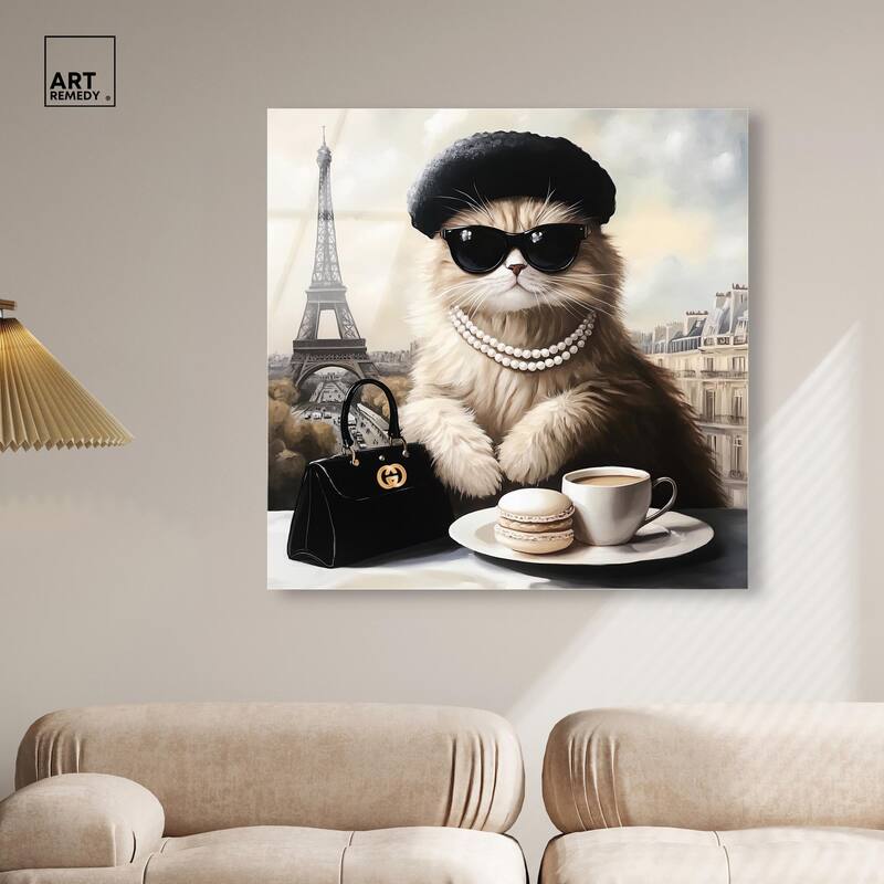 Cat in Paris Treats Acrylic by Art Remedy, Ready to Hang