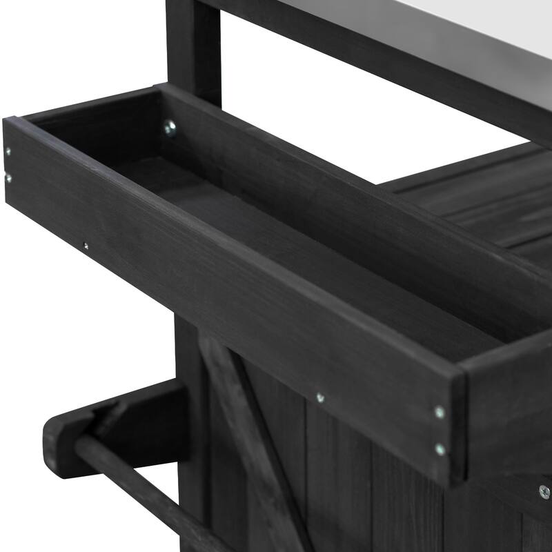 50.25'' Rubber Wood Kitchen Island with Spice Rack , Towel Rack, and Rolling Wheels - 50.25'' x 18.5'' x 36.25''