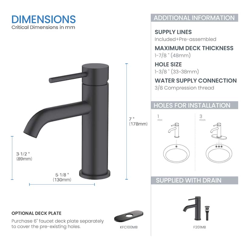 Single Handle Bathroom Sink Faucet with Pop Up Drain