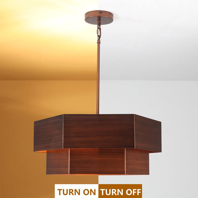 4-Light Dimmable Drum Chandelier - Dark Drown
