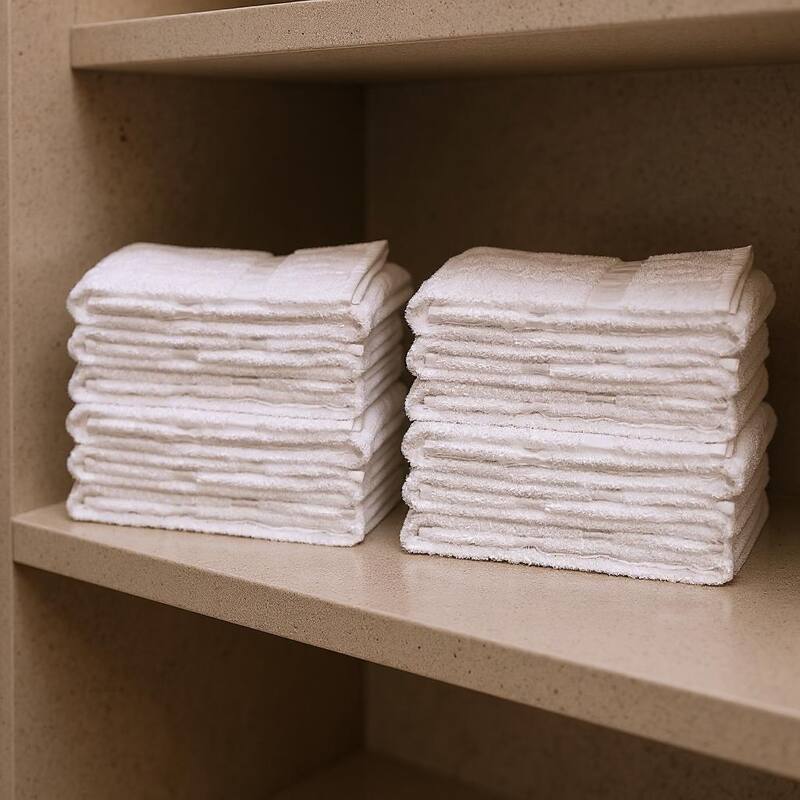 HomeRoots Set of Twelve White Cotton 15" X 25" Hand Towel Set - 25.00' X '15.00' X '1.00 - White