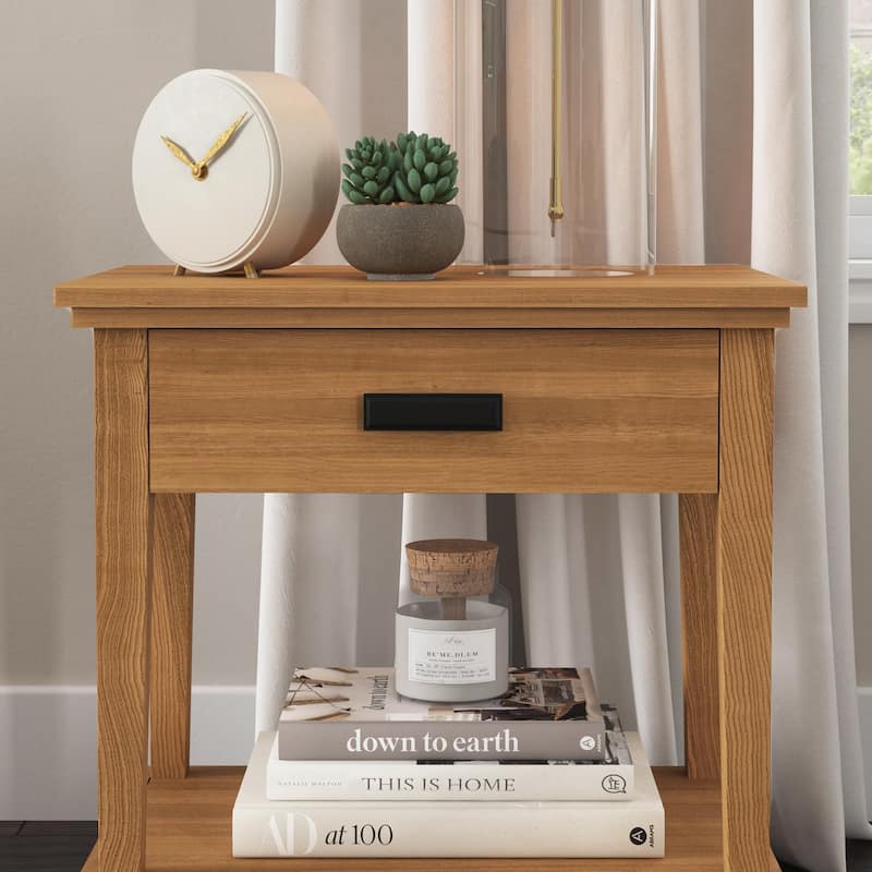 Oak Park Brown Wood King Bed, Two Nightstands and Dresser