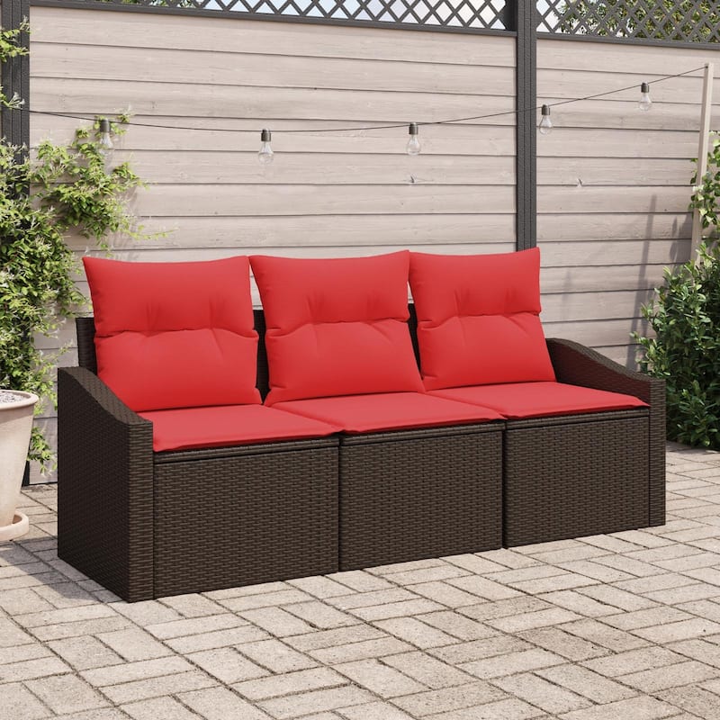 vidaXL 3 Piece Garden Sofa Set with Cushions - 70.1×24.4×27.2 - Brown