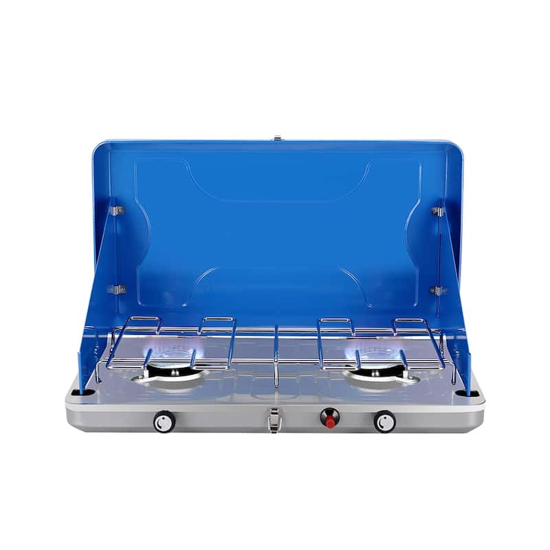 CAMPLUX Portable Propane Camping Stove 2 Burner - Silver