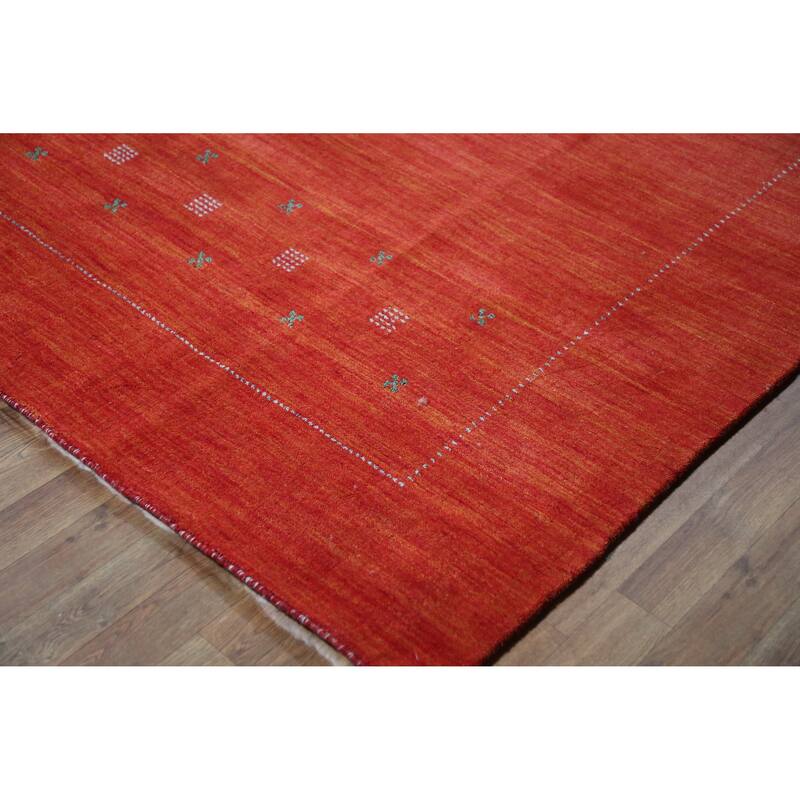 Hand Knotted Oriental 100% Wool Carpet Tribal Tribal Oranges & Rust Gabbeh Area Rug - 9' 7'' X 8' 3''