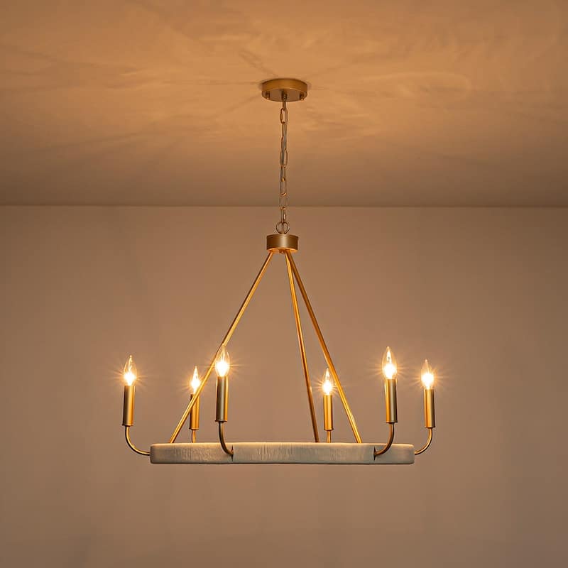 Modern Lodge 6-Light Candle-style Circular Chandelier - 30.1 in