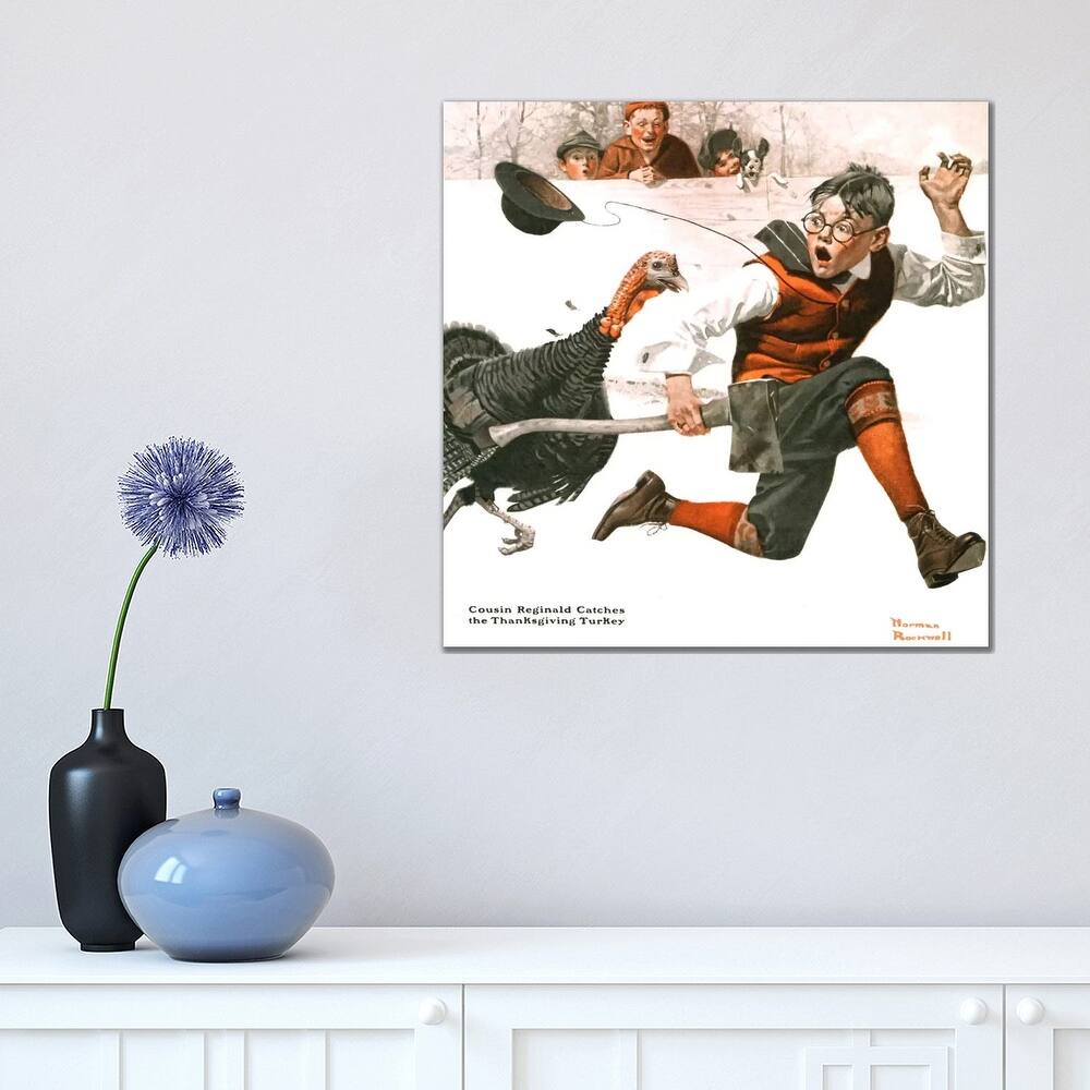 iCanvas "Cousin Reginald Catches the Thanksgiving Turkey" by Norman Rockwell Canvas Print