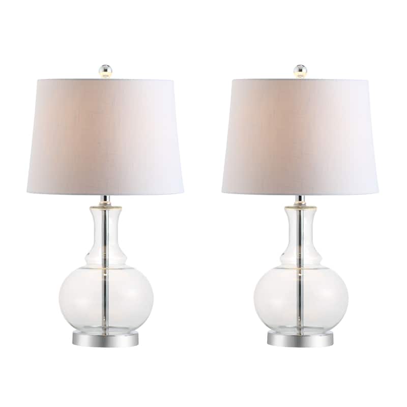 Edward 25" Glass LED Table Lamp, Mercury Silver/Brass Gold (Set of 2) by JONATHAN Y