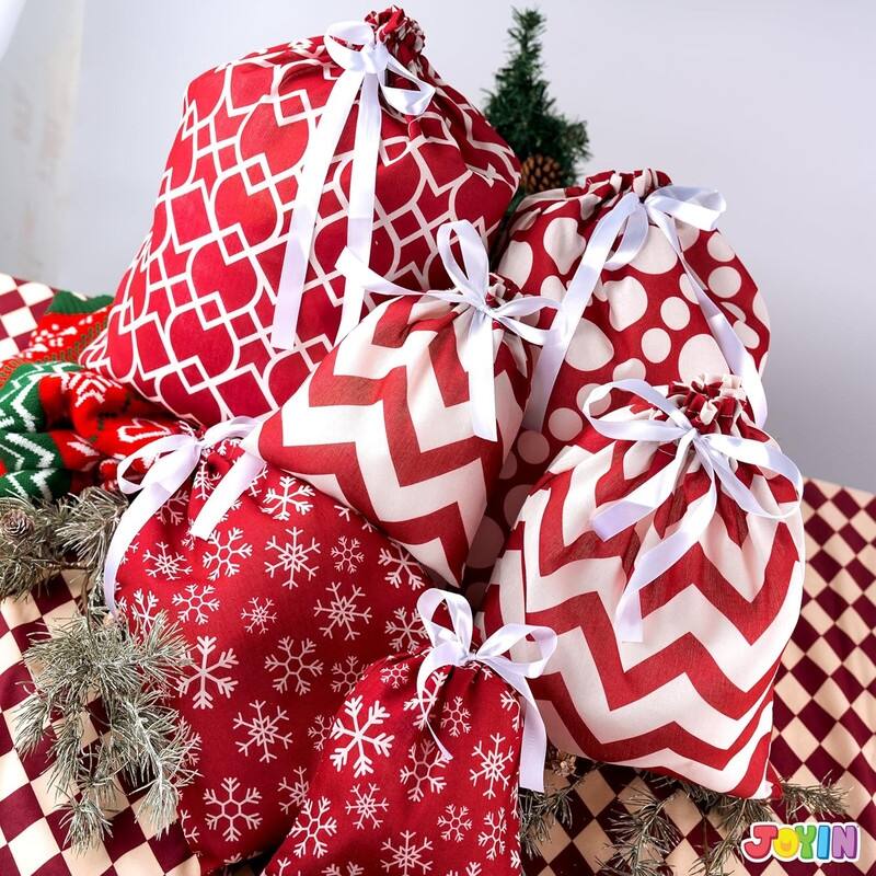 Unique Christmas Gift Bag Set - 6 Pieces - Red
