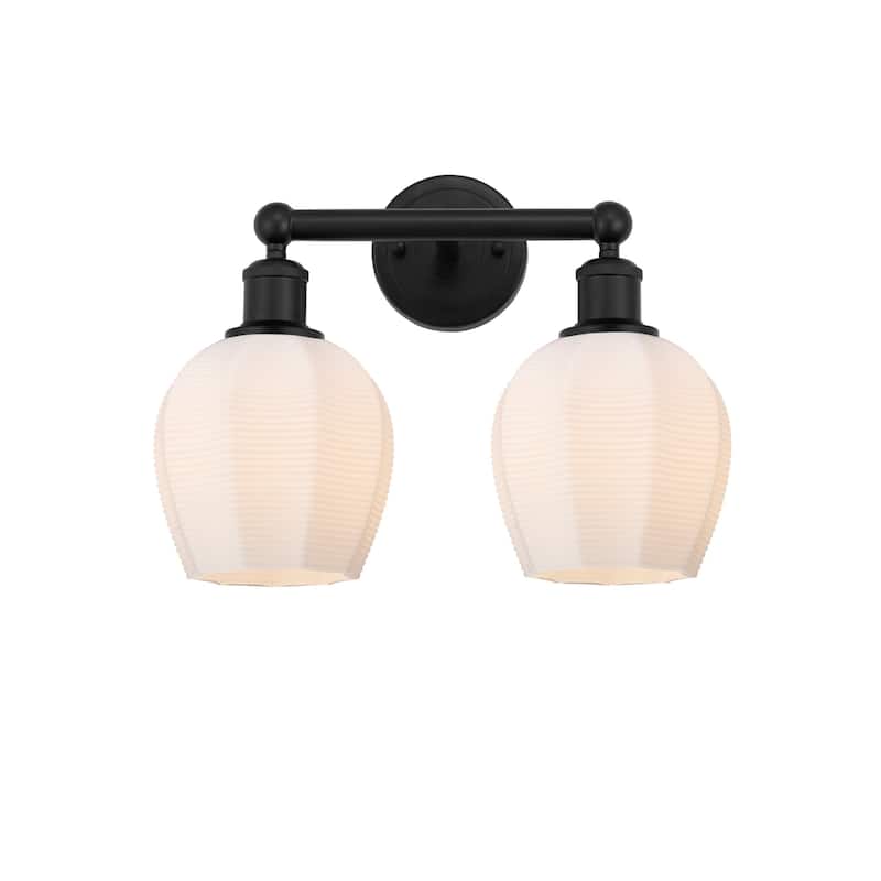 Innovations Lighting 616-2W-11-15 Norfolk Vanity Norfolk 2 Light 15" - Matte Black / Matte White