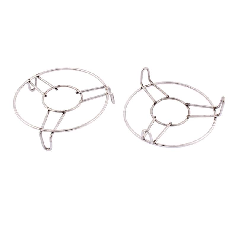 Stainless Steel Round Steaming Rack Stand 4 Inch x 1 Inch 2 Pcs - Silver - 4" x 1"(D*H)