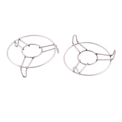 Stainless Steel Round Steaming Rack Stand 4 Inch x 1 Inch 2 Pcs - Silver - 4" x 1"(D*H)