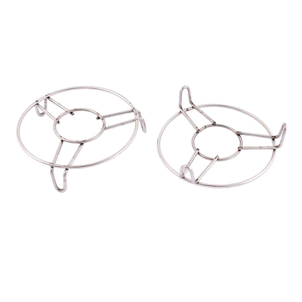 Stainless Steel Round Steaming Rack Stand 4 Inch x 1 Inch 2 Pcs - Silver - 4" x 1"(D*H)