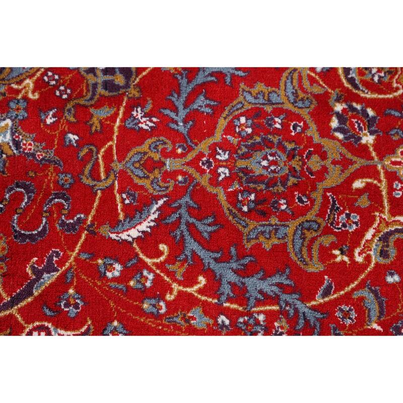 Pictorial Red Floral Kashan Turkish Area Rug Machine Made Carpet - 9'8" x 13'1"