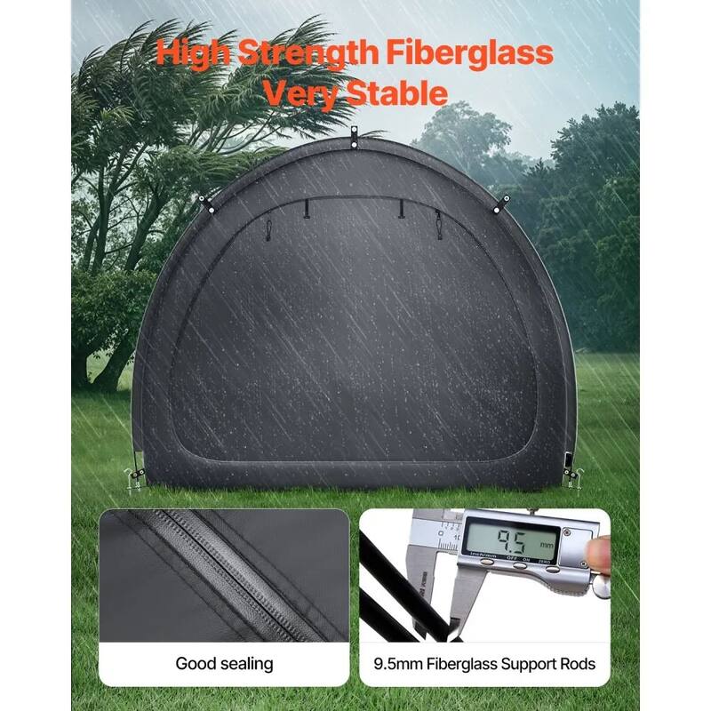 Black Fan-Shaped Bike Tent Waterproof Storage for 4-5 Bicycles Outdoors - 4 to 5 Bikes