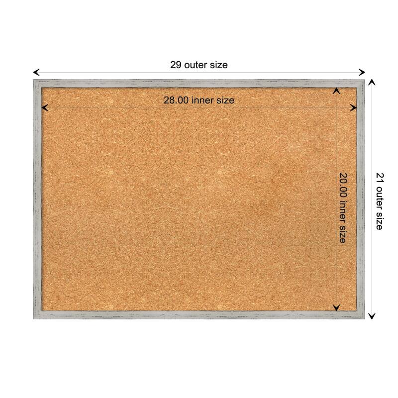 Shiplap White Narrow Wood Framed Natural Corkboard Bulletin Board - Board Size 28x20