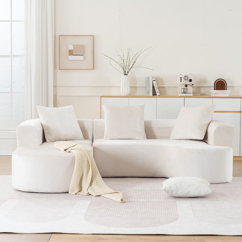 Modular Sectional Sofa with L-Shape Chaise,Cloud Sectional Modern Sleeper Couch with Deep Seat,Sponge Compression Sofas - Beige