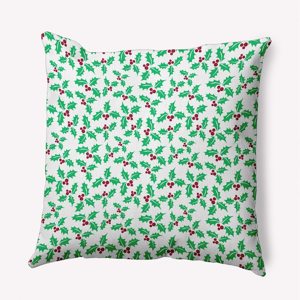 Holly Bush Christmas/Winter Accent Pillow