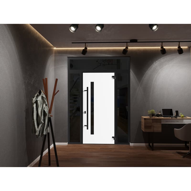Front Exterior Prehung Steel Door Ronex 0162 Red Oak Entry Metal Painted W36xH80 Left hand Inswing