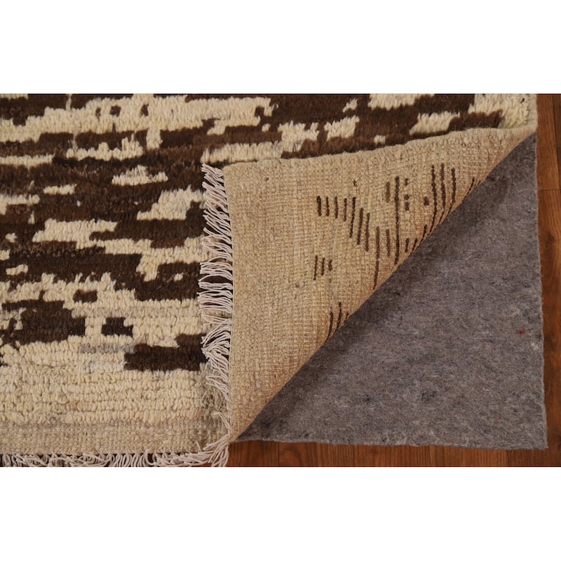 Tribal Moroccan Oriental Wool Area Rug Hand-knotted Dining Room Carpet - 6'11" x 9'8"