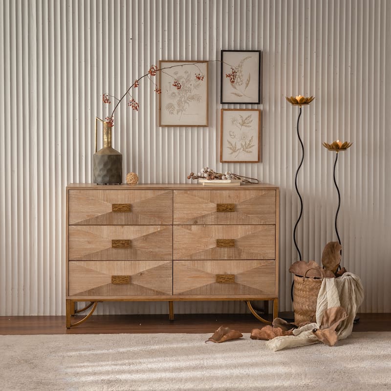 odern Six-Drawer Dresser – Light Wood Chest of Drawers for Bedroom, Living Room, or Hallway, Doubles as TV Stand