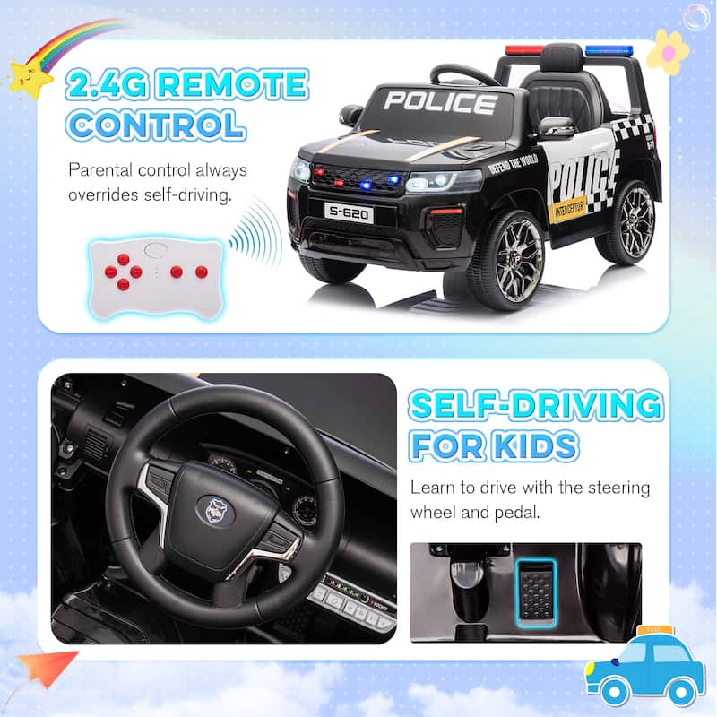 EROMMY 12V 7AH Battery Powered Kids Go Kart with Slow Start Function, with Two Motors Two Speed and Foot Pedal