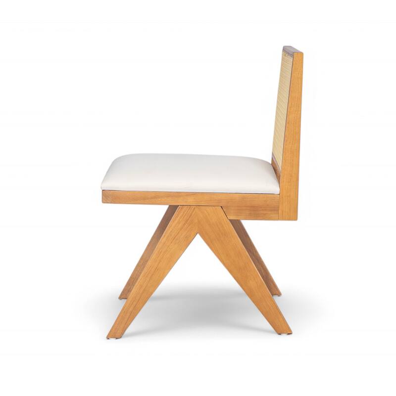 Dining Chairs Set of 2, Ergonomic Upholstered Kitchen Side Chairs, Accent Chairs with Rattan Backrest & Solid Wood Legs