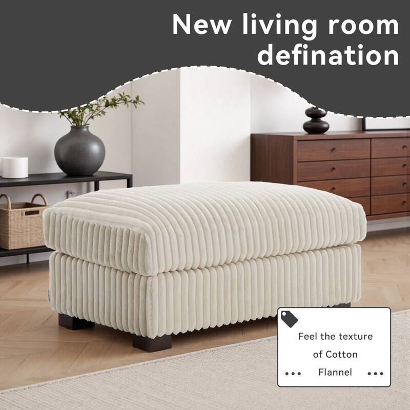 40"W Cotton Flannel Modular Sectional Ottoman