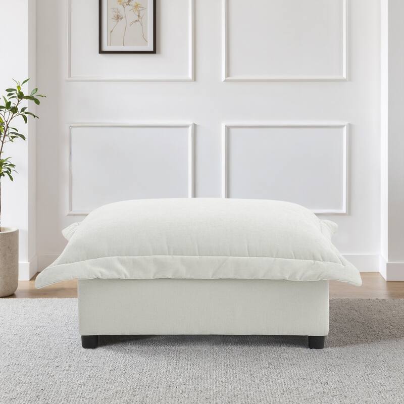 Modern Chenille Cloud Accent Ottoman