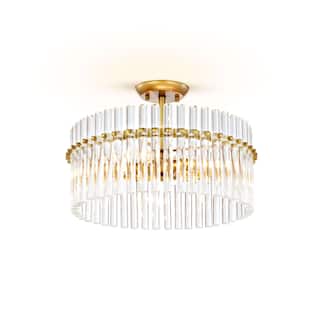 Casandra 4-light Brushed Brass Crystal Flush Mount