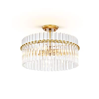 Casandra 4-light Brushed Brass Crystal Flush Mount