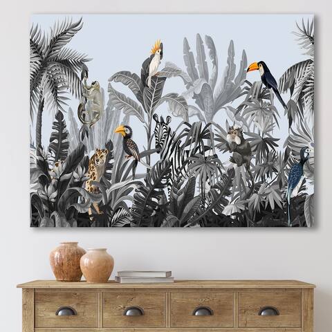 Designart 'Chinoiserie With Birds and Peonies VIII' Farmhouse Canvas Wall Art Print