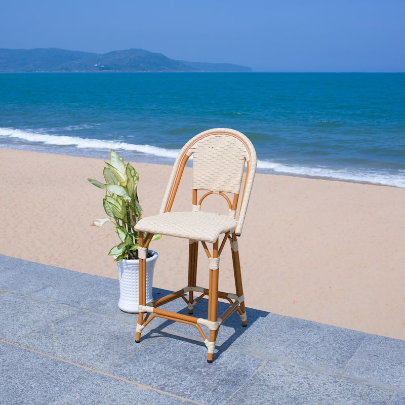 SAFAVIEH Leonica Outdoor Bistro 25-inch Seat Height Counter Stool (Fully Assembled) - 20"W x 21"D x 43"H
