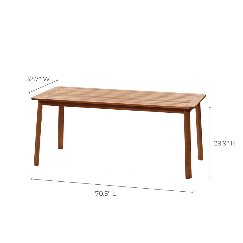 6-Person 70.5" Wide Outdoor Wooden Rectangular Dining Table