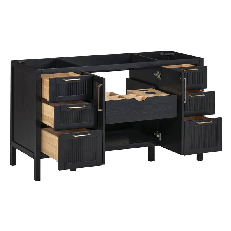 Luka Bathroom Vanity in Black Oak with Alluring Quartz Top