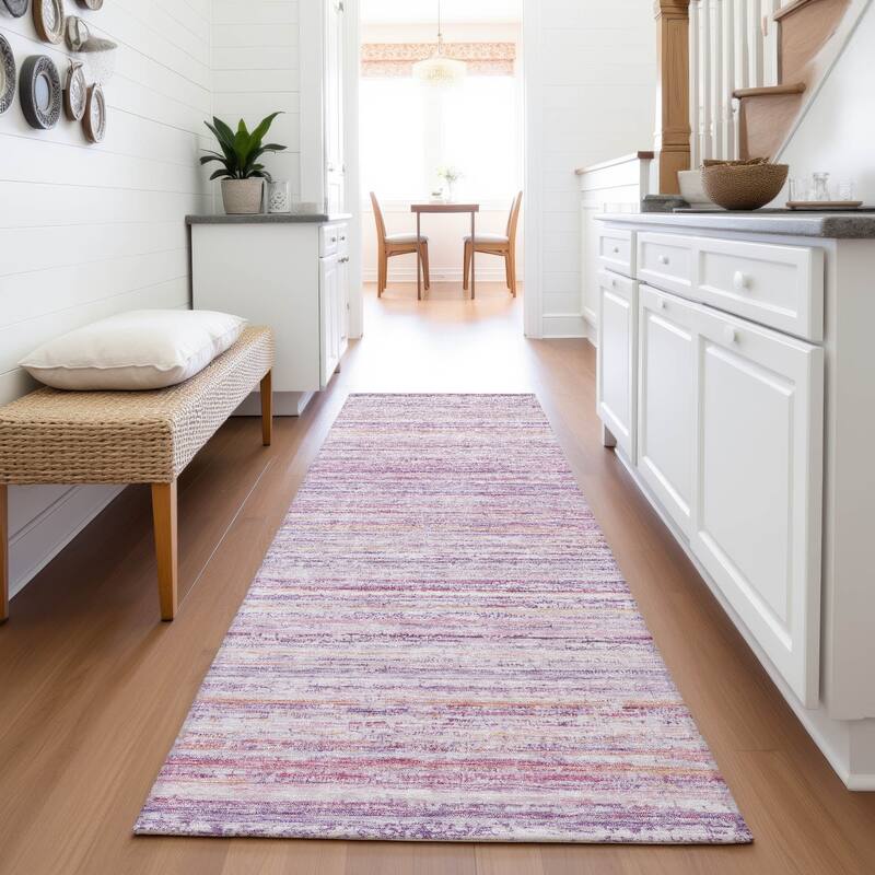 Premium Washable Super Soft Ombre Stripes Mayfield Rug - Mauve - 2'3" x 7'6"