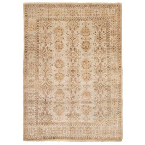 Hand-knotted Finest Agra Jaipur Grey Wool Rug