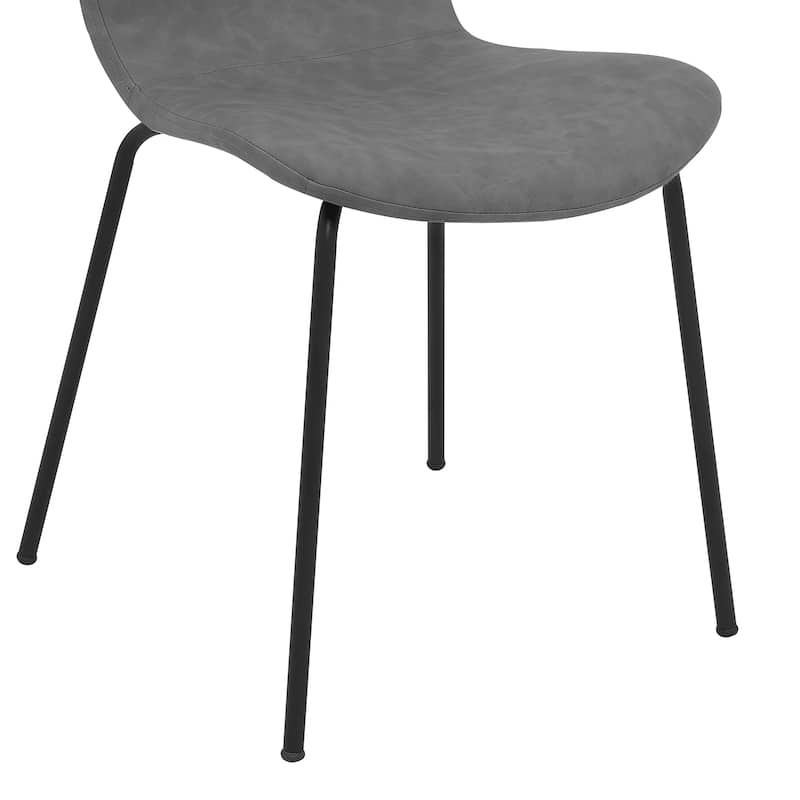 Modern Light Gray Fabric and Metal Dining Room Chairs - Set of 2